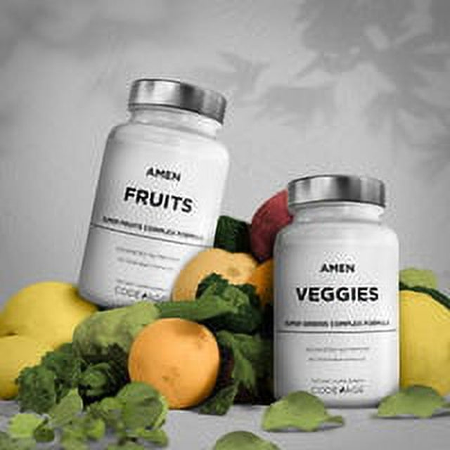 Amen Fruits + Veggies Vitamins Bundle, Raw Whole Fruits & Greens Vegetables Multivitamin,180 Ct