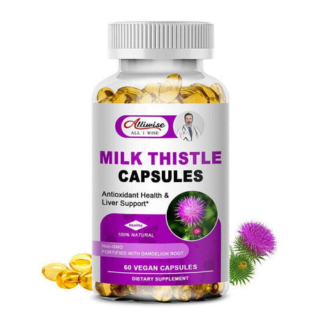 Milk Thistle (Silymarin) Dandelion Root Liver Health 1000Mg - 120 Softgel