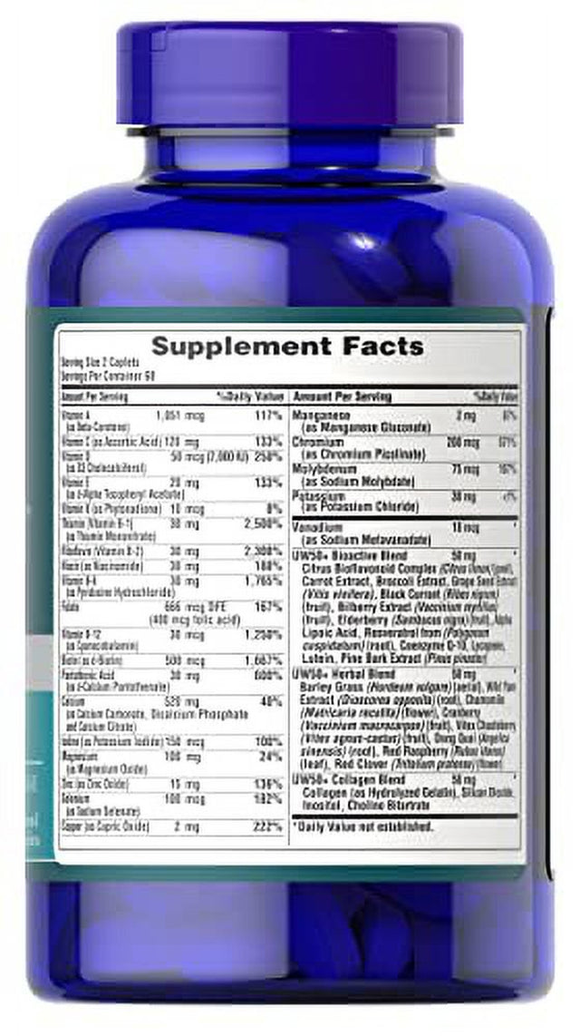 Puritan'S Pride Ultra Woman 50 plus Multivitamin Caplets with Zinc, 120 Count, White