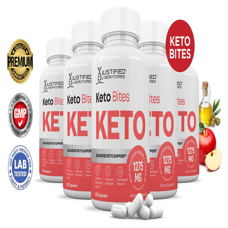 (5 Pack) Keto Bites ACV Pills 1275Mg Alternative to Gummies Dietary Supplement 300 Capsules