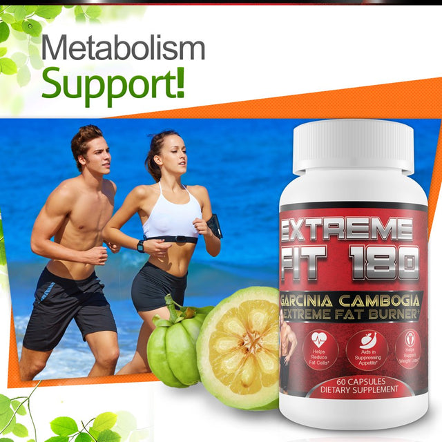 Extreme Fit 180 - Garcinia Cambogia Extreme Fat Burner-60% HCA, Pure Garcinia Cambogia Extract - Extra Strength - Carb Blocker & Appetite Suppressant - All Natural Diet Pills for Women & Men