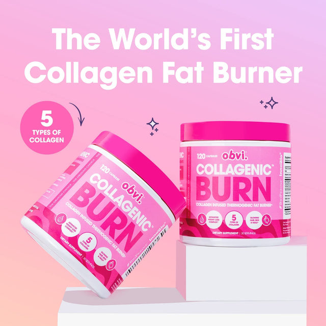 Obvi Collagenic Burn, Collagenic Fat Burner, Thermogenic Fat Burner for Weight Loss, Weight Management, Youthful Skin and Hair, Capsule Color May Vary (30 Servings,120 Capsules)