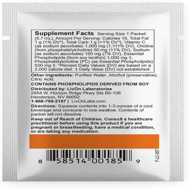 Lypo–Spheric Vitamin C – 2 Cartons (60 Packets) – 1,000 Mg Vitamin C & 1,000 Mg Essential Phospholipids per Packet – Liposome Encapsulated for Improved Absorption – 100% Non–Gmo