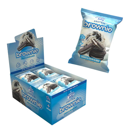 Prime Bites Protein Brownie from Alpha Prime Supplements | 16-17G Protein | 5G Collagen | Delicious Guilt-Free Snack | 12 Bars per Box (Cookies & Cream Blondie)