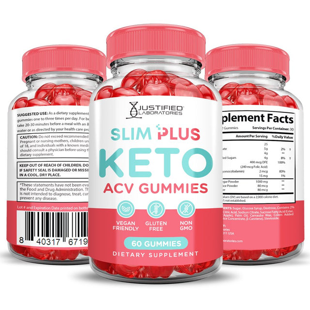 (2 Pack) Slim plus Keto ACV Gummies 1000MG Dietary Supplement 120 Gummys