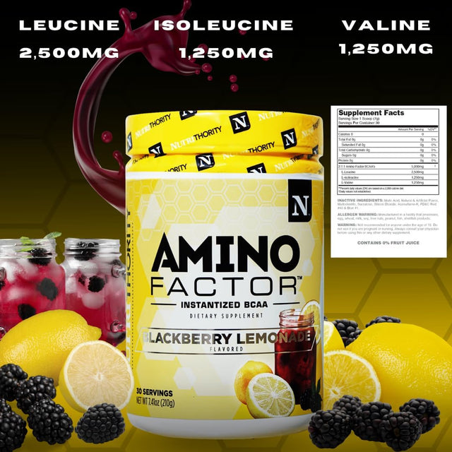 Amino Factor Instantized Bcaas, Hawaiian Tango, 30 Servings - Sugar Free Branched Chain Amino Acids Intra & Post Workout Drink - Improve Muscle Recovery & Hydration