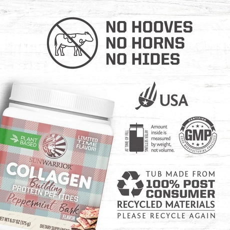 Collagen Peptides Powder with Protein | Peppermint Bark Holiday Protien Powder 175G from Sunwarrior