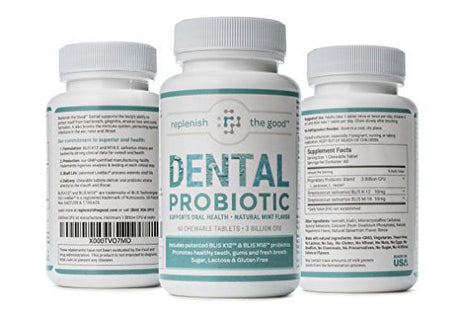 Dental Probiotic 60-Day Supply. Oral Probiotics for Bad Breath, Tooth Decay, Strep Throat. Boosts Oral Health and Combats Halitosis. Contains Streptococcus Salivarius BLIS K12 & BLIS M18.