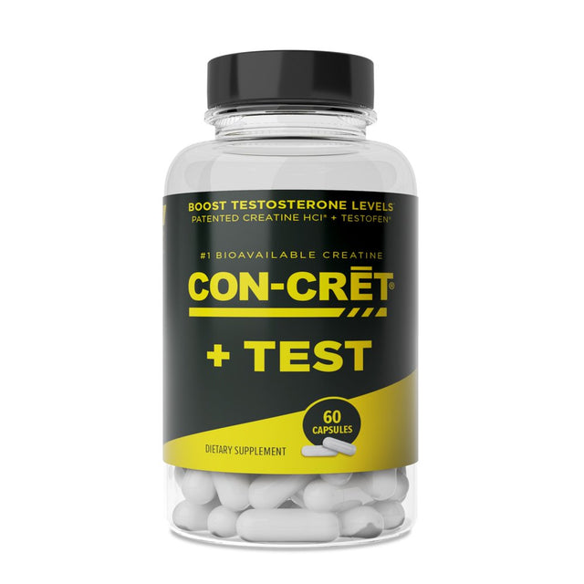 CON-CRET + TEST, Patented Creatine Hcl with Testofen, Boost Testosterone Levels, 60 Capsules