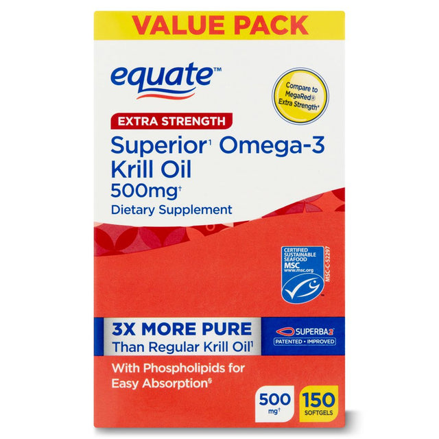 Equate Extra Strength Krill Oil, 500Mgꝉ, 150 Count