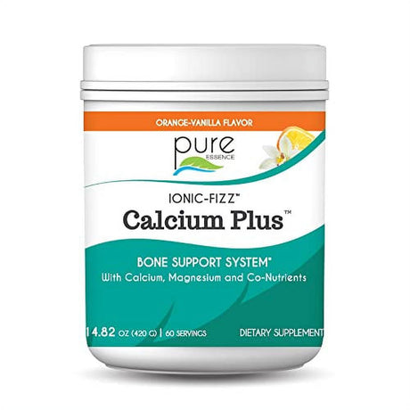 Ionic Fizz Calcium plus by Pure Essence - Perfect Calcium/Magnesium Ratio with Vitamin A, B, C, D and Potassium Strong Bones - Orange Vanilla - 14.82 Oz