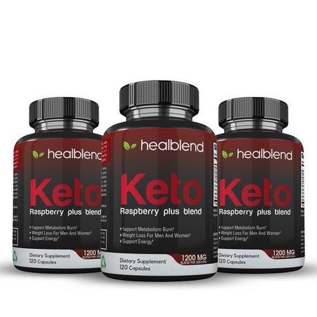 Healblend Raspberry Keto plus Supplement - Ketones Diet Pills, Advanced Weight Loss Support, Promotes Ketosis for Women and Men - 3-Pack