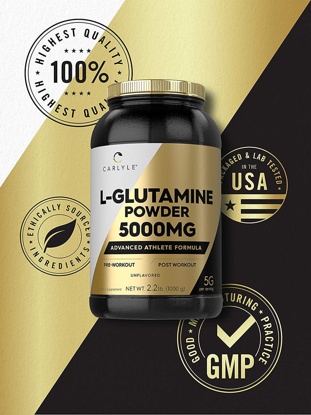 Carlyle L Glutamine Powder | 5000Mg | Unflavored | 2.2 Lbs | Vegetarian, Non-Gmo, Gluten Free | L-Glutamine Supplement