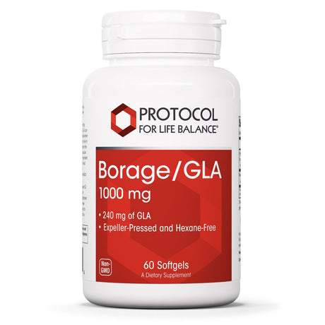 Protocol for Life Balance - Borage / GLA 1,000 Mg - Rich in Omega-6 Fatty Acids - Helps Reduce Inflammation, Supports Healthy Immune System, Joint Function, Hormonal Imbalances - 60 Softgels