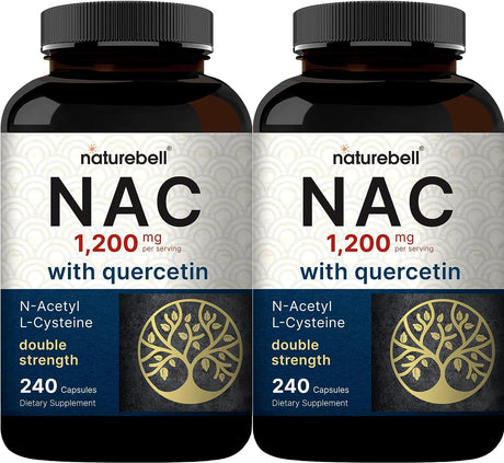 2 Pack NAC Supplement (N-Acetyl Cysteine) with Quercetin, 1,200Mg per Serving, 480 Capsules | Double Strength Antioxidant Support for Immune, Liver, & Lung Health – Non-Gmo