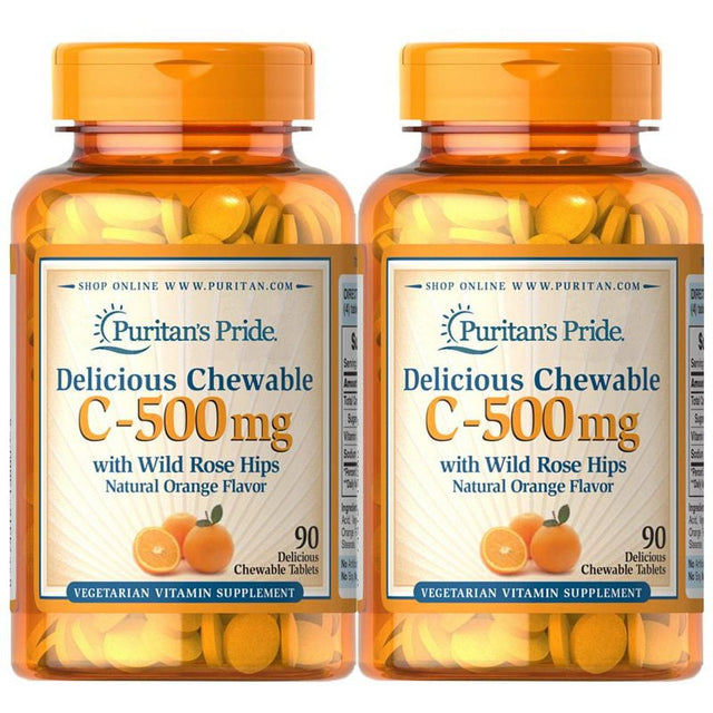 Puritan'S Pride Chewable Vitamin C-500 Mg with Rose Hips (2 PACK)