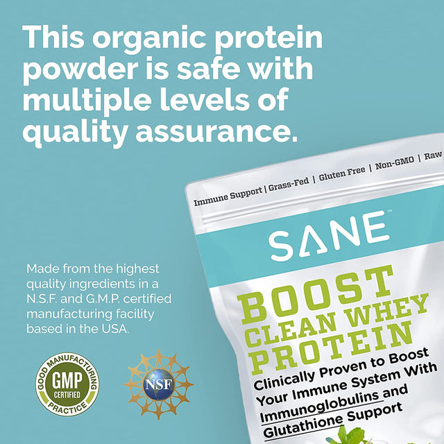 SANE Clean Whey Protein Powder Grass Fed Whey Protein Isolate Plain Unflavored 100% Pure Hormone-Free Non-Gmo