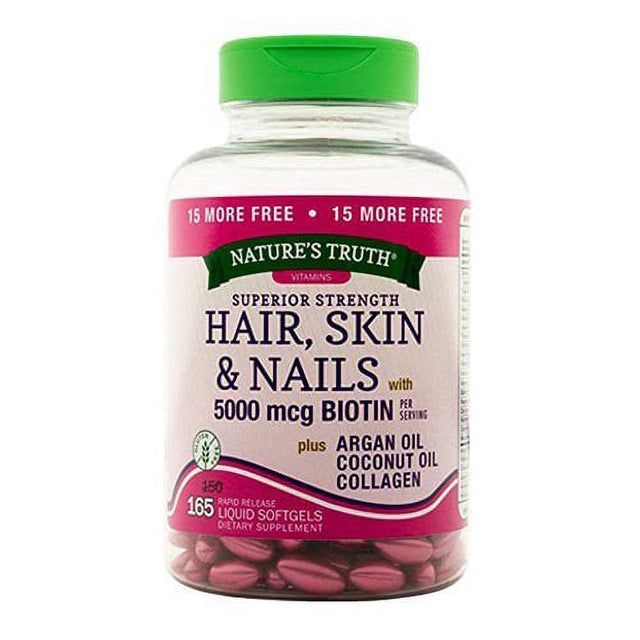 Nature'S Truth Hair Skin & Nails Lactose Free Biotin 500Mcg, 165Ct, 2-Pack