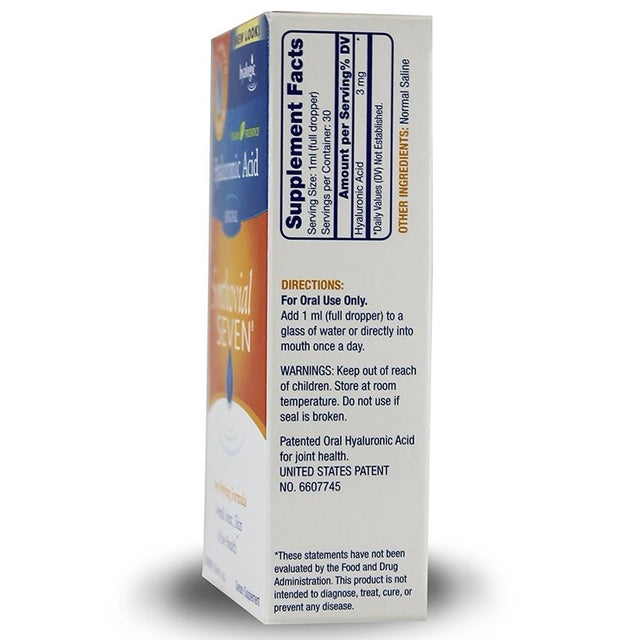 Hyalogic Synthovial Seven Hyaluronic Acid Liquid - HA Joint Support - Vegan - 1 Oz