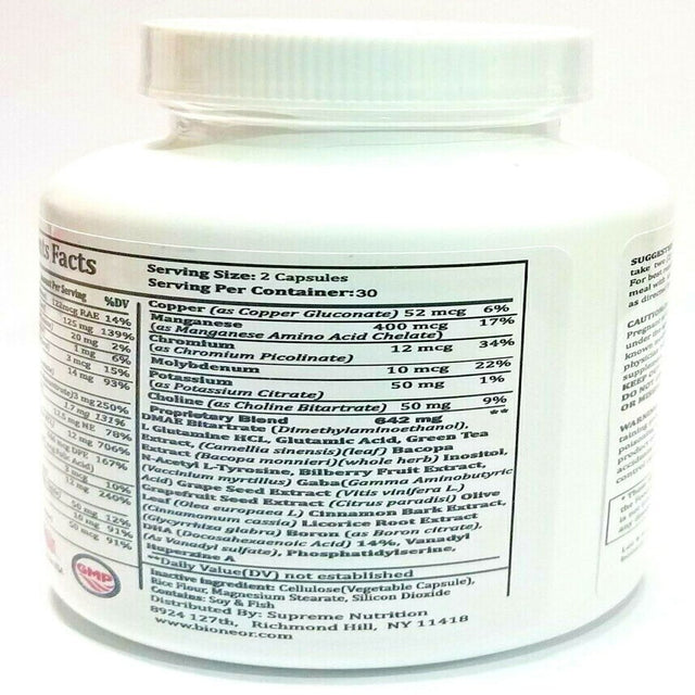 Brain Supplements & Nootropics - Memory Focus Mental Concentration Booster Pill - 60 Capsules