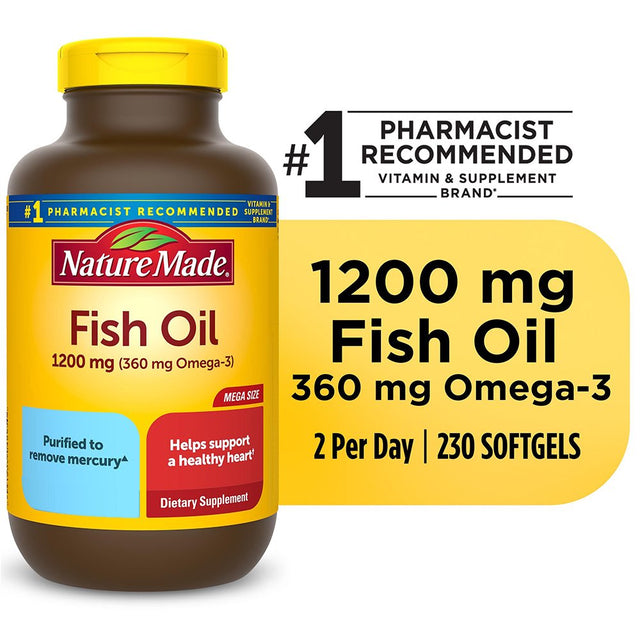 Nature Made Fish Oil 1200 Mg Softgels, 230 Count Mega Size