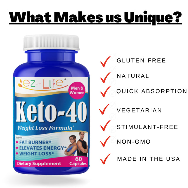 Keto 40 Weight Loss Support Non-Stimulant Appetite Support for Men and Women Lean Mode with Green Coffee Bean, Green Tea, Garcinia Cambogia, Diet Pills 60 Capsules