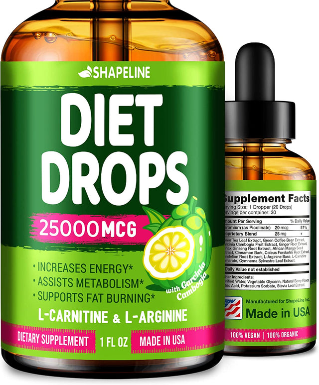 Weight Loss Drops - Appetite Suppressant for Women & Men - Made in the USA - Natural Metabolism Booster - Fast Weight Loss - Diet Drops with Garcinia Cambogia, L-Arginine & L-Glutamine 1 Fl Oz