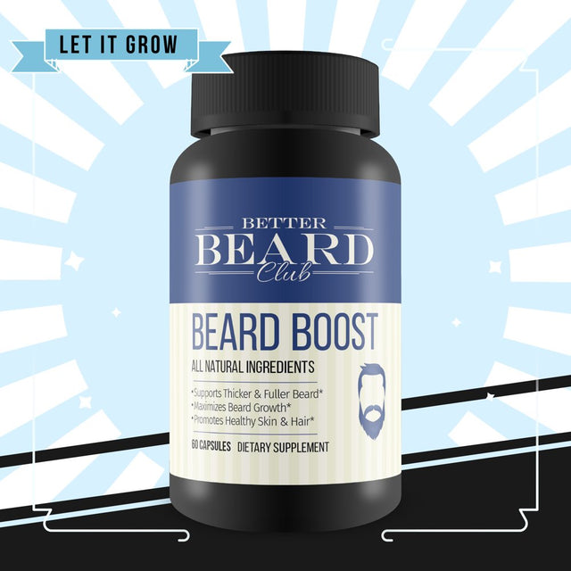 Better Beard Club - Beard Boost - Premium Beard Supplement - Supports Thicker, Fuller, and Longer Beard, Maximizes Beard Growth, Promotes Healthy Skin and Hair