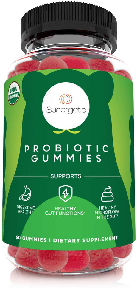 Certified Organic Probiotic Gummies - Daily Probiotic Gummies to Help Support Digestion, Gut Health & Immune System - 5 Billion CFU - 60 Strawberry Flavored Probiotic Gummies