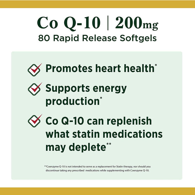 Nature'S Bounty Heart Health Co Q10 Rapid Release Softgels, 200 Mg, 80 Ct (4 Pack) (Bundle)