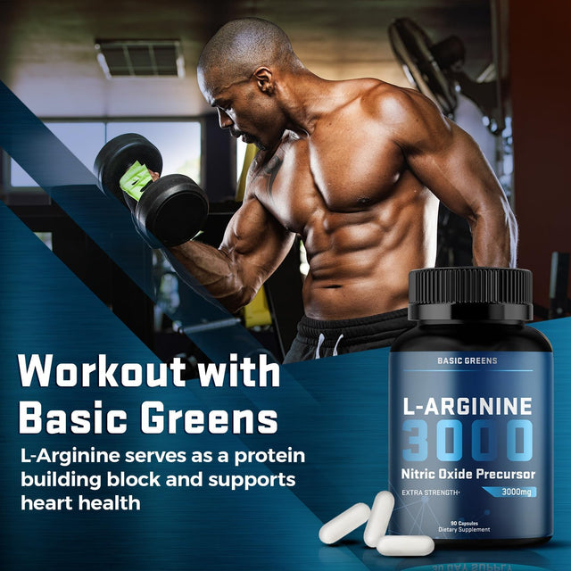 L Arginine 3,150Mg (180 Tablets) L-Arginine Supplement for Men and Women with Nitric Oxide Precursor | L Arginine Supplement Pills for Men, Sport, Workout, Made in the USA