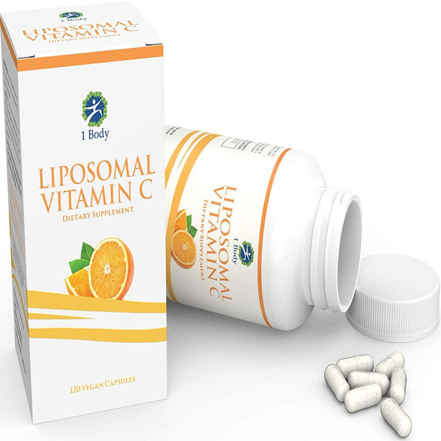 1 Body High Absorption Liposomal Vitamin C 1200Mg Collagen Support Dietary Supplement, VIT C Ascorbic Acid Pills, 120 Capsules