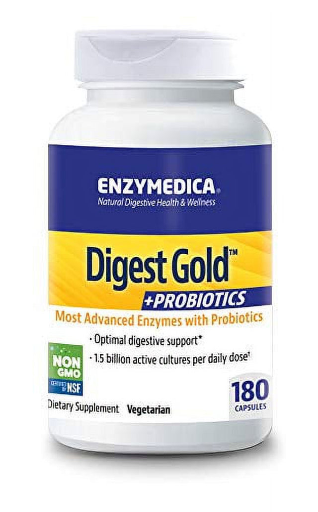 Enzymedica, Digest Gold + Probiotics, Digestive Enzymes, Aid for Maximum Relief, 180 Capsules