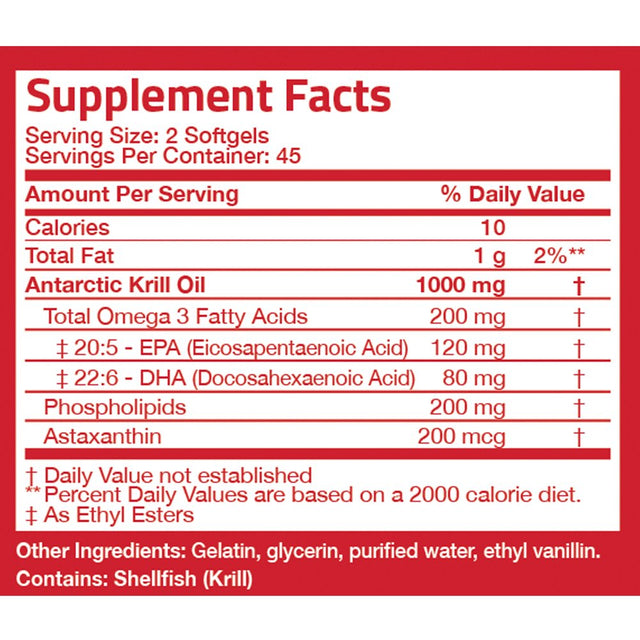 Bronson Pure Premium Antarctic Krill Oil 1000Mg W Omega-3S, Astaxanthin - Heavy Metal Tested Non-Gmo, 90 Softgels (45 Servings)