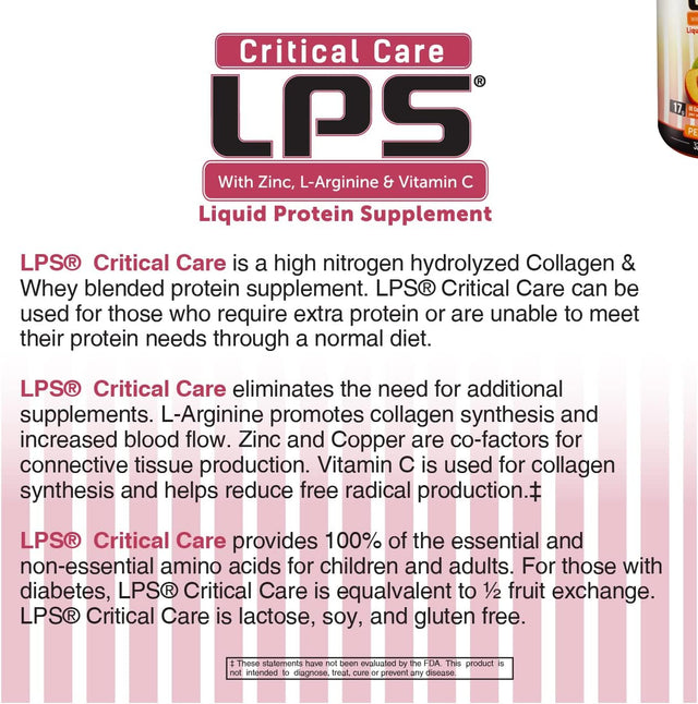 Nutritional Designs LPS Liquid Collagen & Whey Protein Supplement, Sugar-Free, Non-Gmo Drink, Promotes Healthy Skin & Hair for Men & Women. (Critical Care) Peach Mango