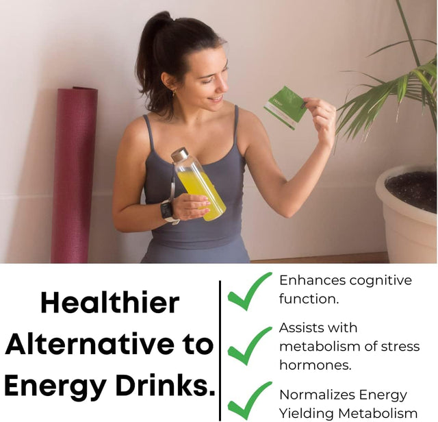 Energy Powder with Magnesium, Zinc, and B Vitamins | Contains 124Mg of Natural Caffeine from Ginseng and Guarana | Perfect for Naturally Enhancing Mental and Physical Performance, 10 Sachets