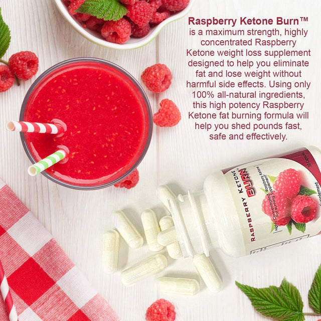 Raspberry Ketone Burn - Natural Weight Loss Diet Supplement & Appetite Suppressant, 2 Bottles (30 Capsules Each)