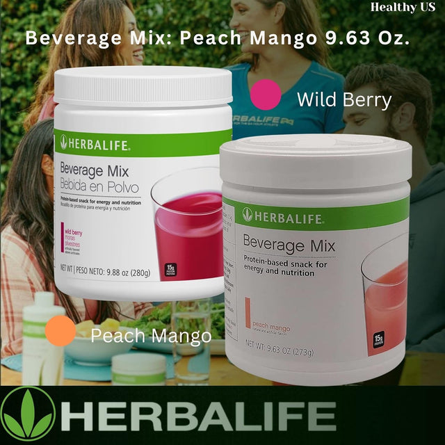 HERBALIFE Beverage Mix: Peach Mango 9.63 Oz.(273G) Protein-Based Snack for Energy and Nutrition, Helps Satisfy Hunger Cravings between Meals, 0 Sugar, Naturally Flavored