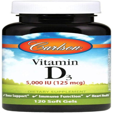 Carlson Labs Vitamin D3 5,000 IU Bone & Immune Health Soft Gels, 120 Ea