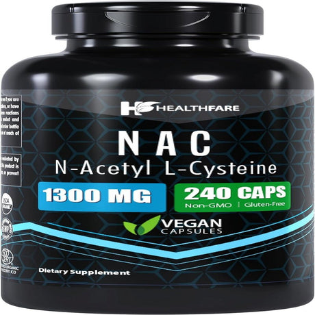 Healthfare N-Acetyl L-Cysteine (NAC) | 1300Mg | 240 Capsules | Traditional Herb Supplement for Prostate and Urinary Health