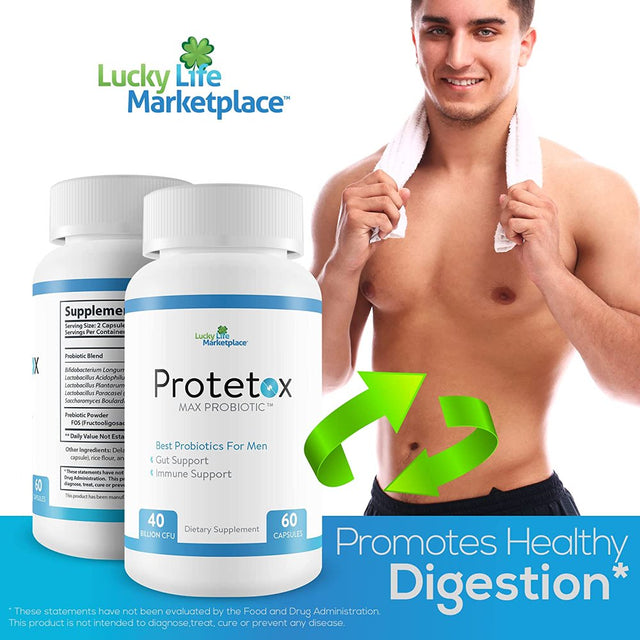 Protetox Max Probiotic - Premium Probiotic Formula - Help Reduce Gut Bloat & Support Digestive Health - Natural Immune Support - Best Probiotics for Men & Women