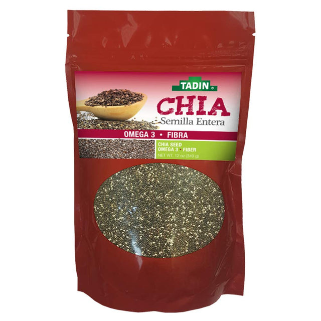 Tadin Chia Seed Natural Dietary Supplement. Protein, Fiber and Omega 3. Promotes Good Health. 12 Oz / 340 G