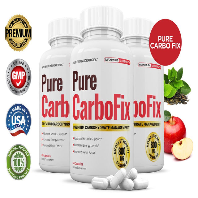 (3 Pack) Pure Carbo Fix Appetite Suppressant Diet Pills Weight Loss Supplement 180 Capsules