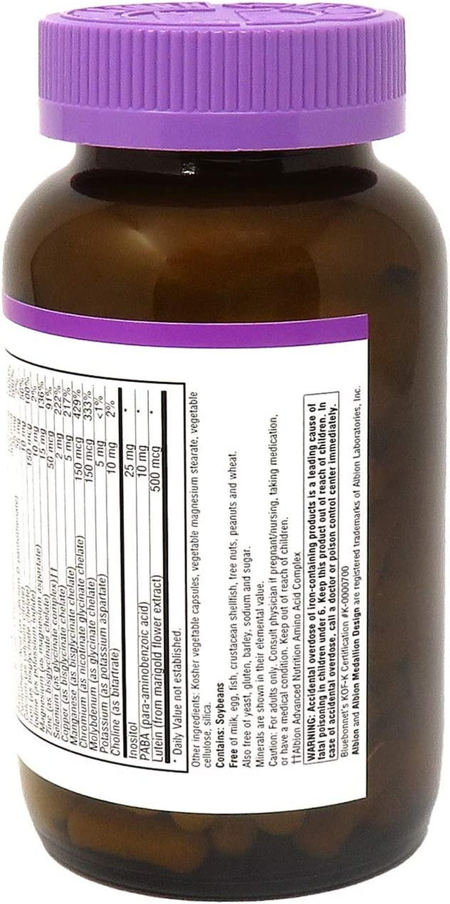 Bluebonnet Nutrition Multi One with Iron Vegetable Capsules, Complete Full Spectrum Multiple Vitamin Supplement, B Vitamins, Gluten & Milk Free, Kosher, 4 Month Supply, 120 Count