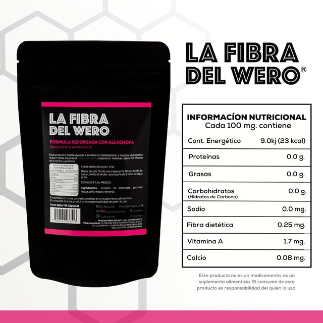 FIBRA DEL WERO | Cactus Fiber with Artichoke | 100% Natural Supplement | Package “Three Months”