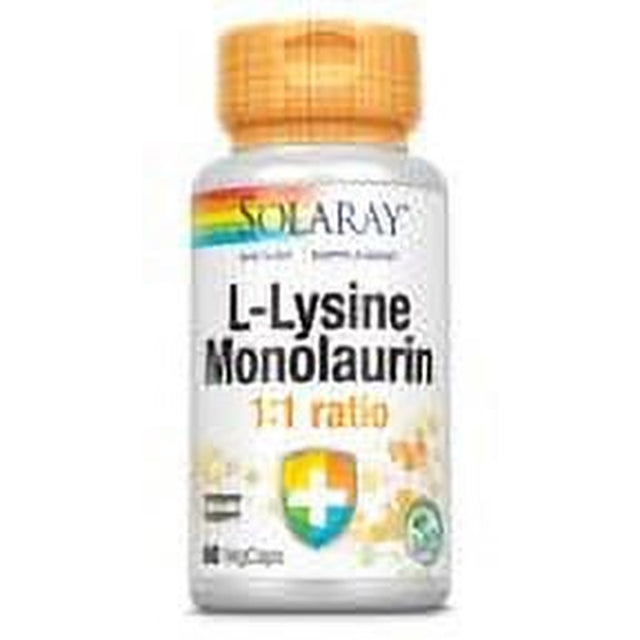 SOLARAY L-Lysine Monolaurin Immune Supplement | 1:1 Ratio for Immune System Function & Skin Health Support, 60 Vegcaps, 30 Serv.