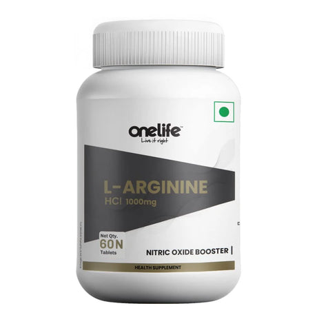 Onelife L-Arginine 1000Mg Nitric Oxide Booster Supplement for Muscle Growth, Stamina, Recovery, Immune Booster and Energy - (Pack of 1)Tablets 60 Count