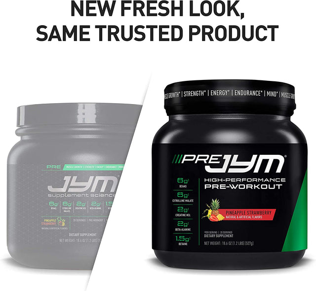 Pre JYM Pre Workout Powder - Bcaas, Creatine HCI, Citrulline Malate, Beta-Alanine, Betaine, and More | JYM Supplement Science | Tangerine Flavor, 30 Servings