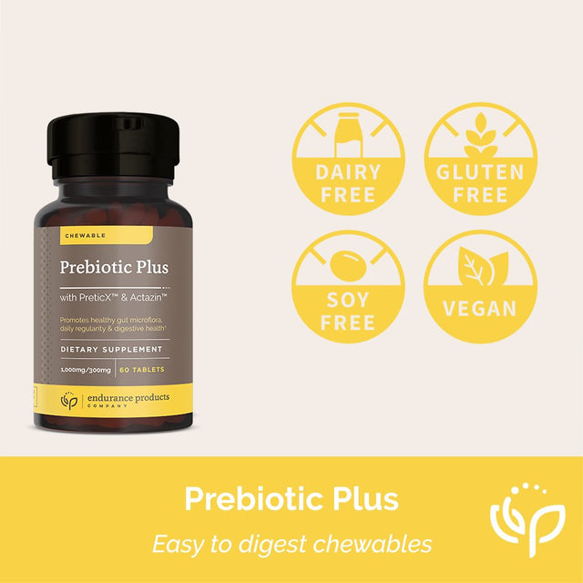 Prebiotic plus Chewable with Actazin™ - Promotes Digestive Health - 60 Count Endurance Products Company