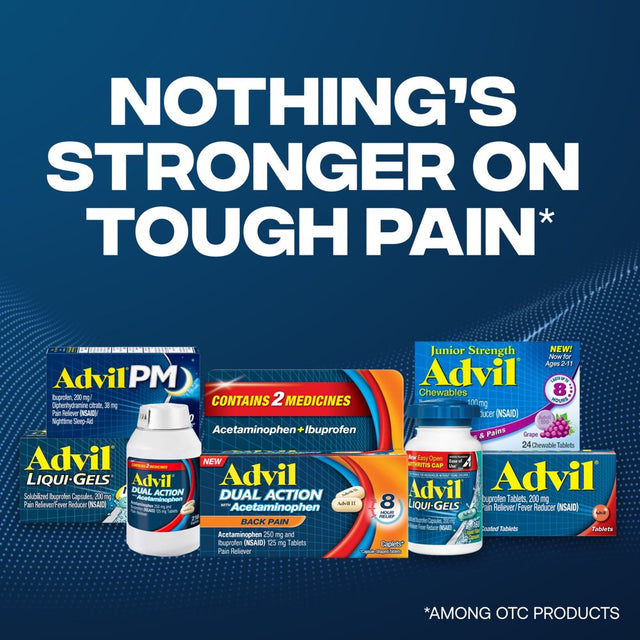 Advil Dual Action Back Pain Caplets Delivers 250Mg Ibuprofen and 500Mg Acetaminophen per Dose for 8 Hours of Back Pain Relief - 72 Count